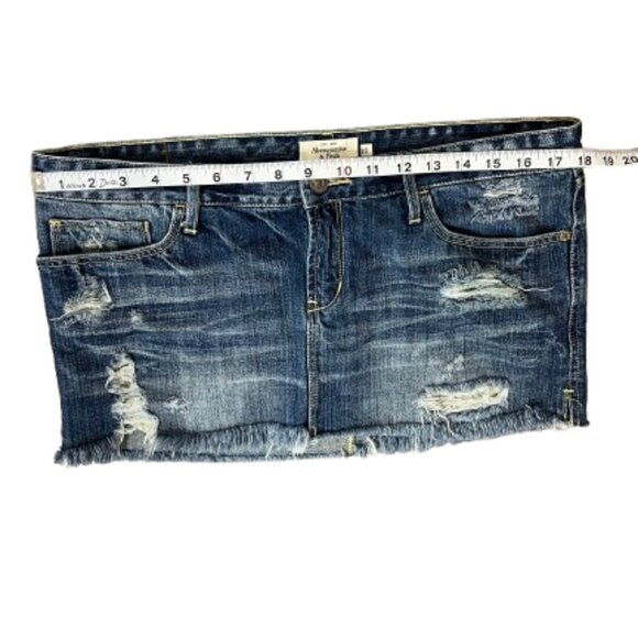 Abercrombie & Fitch Distressed Denim Mini Skirt – Size 10 - Picture 2 of 7